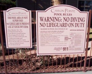 custom theme spa and pool rules signs
