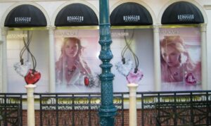 Tenant finish store front barricade window graphics