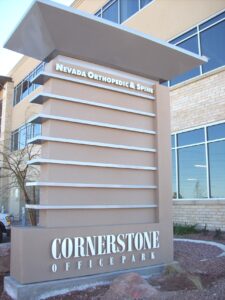 Medical center info ID mini pylon sign